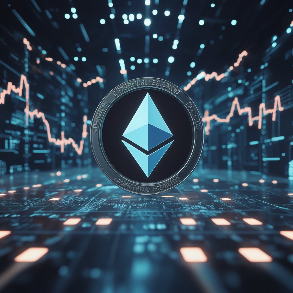 Ethereum fees drop: A simple cartoon of a playground with a sign showing lower prices