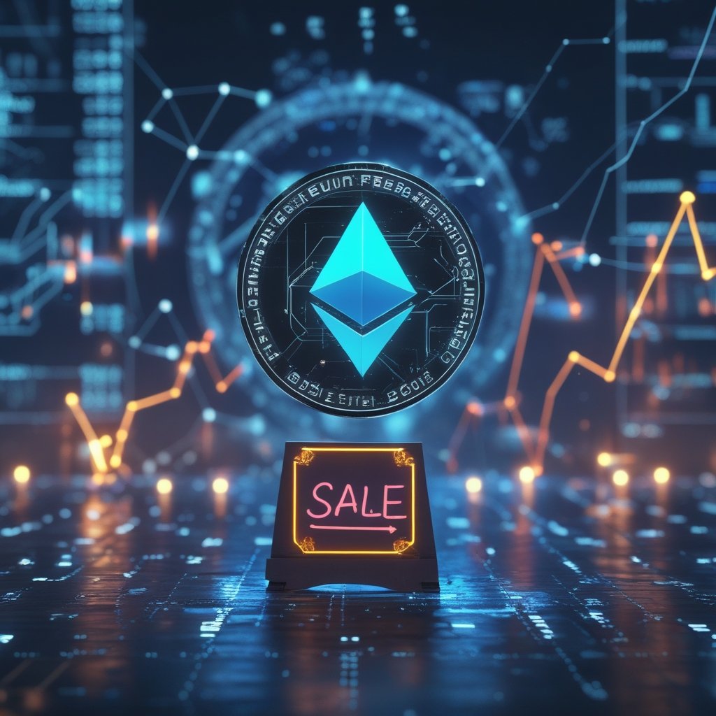 Ethereum fees drop: A simple drawing of a lemonade stand with a 'Sale' sign