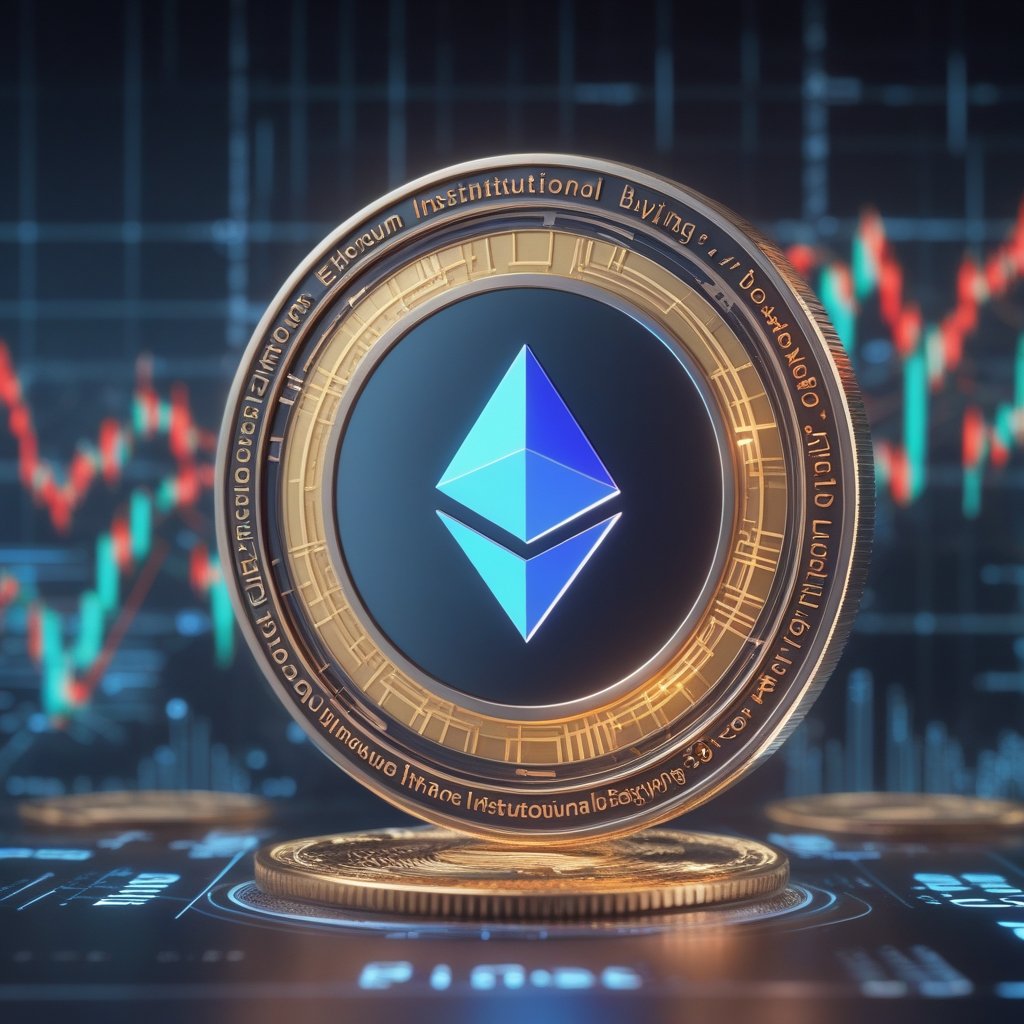 Ethereum institutional buying: A cartoon showing a big company with a sad face, holding fewer digital coins