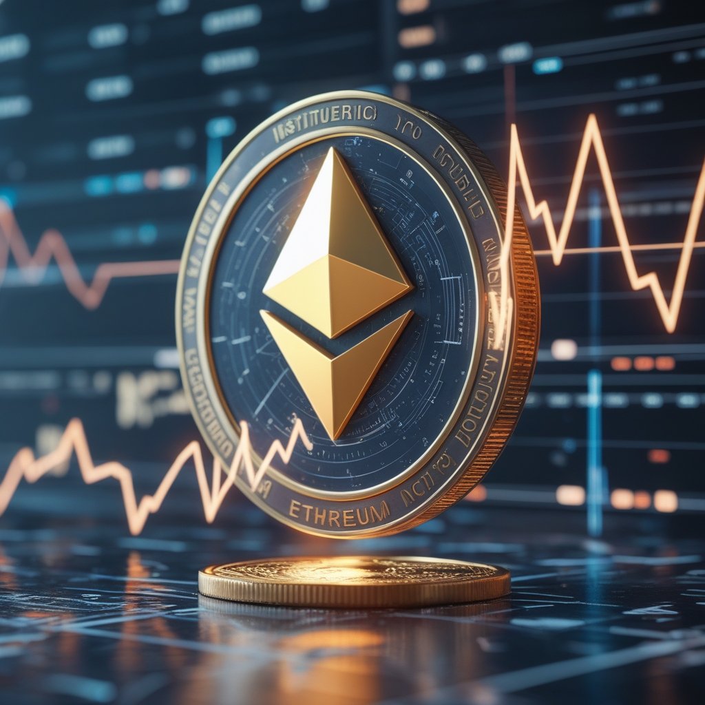 Ethereum institutional buying: A cartoon showing digital money going up and down like a roller coaster