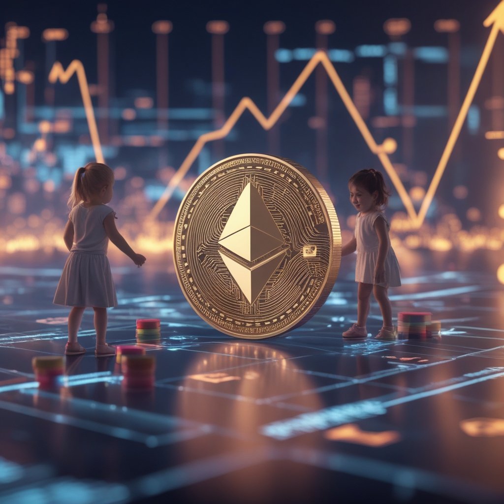 Ethereum transaction fees: Children sharing toys with a happy schedule board showing turns