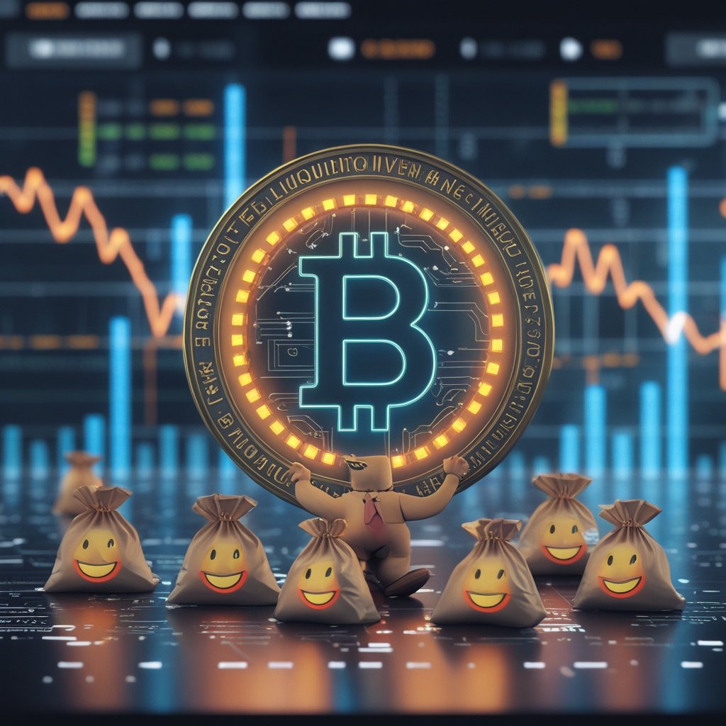 Fed liquidity injection: A friendly cartoon picture of a big bank giving money bags to smaller banks with smiling faces