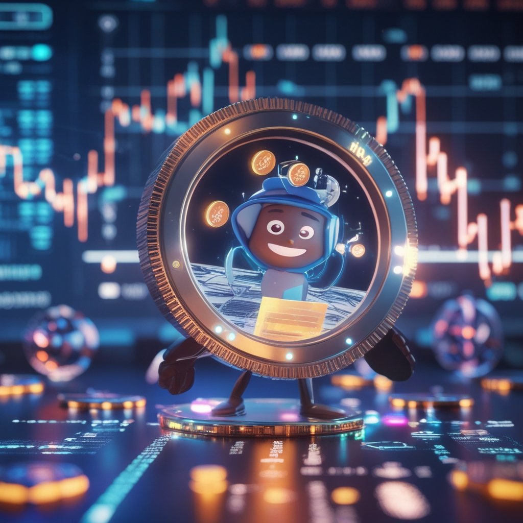 HashKey IPO: A colorful cartoon of HashKey's digital platform with happy users and coins floating around