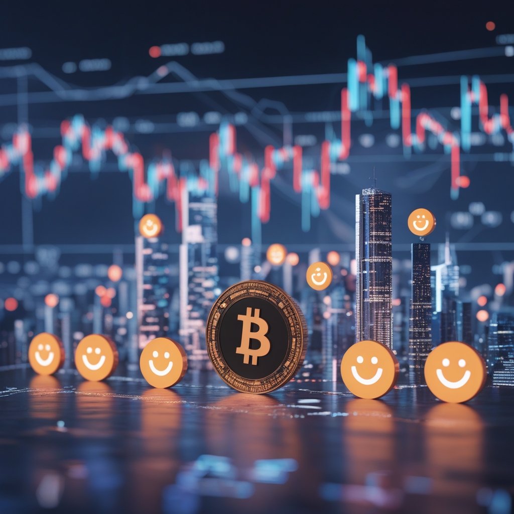 HashKey IPO: a friendly cartoon of a city skyline with crypto symbols and happy faces