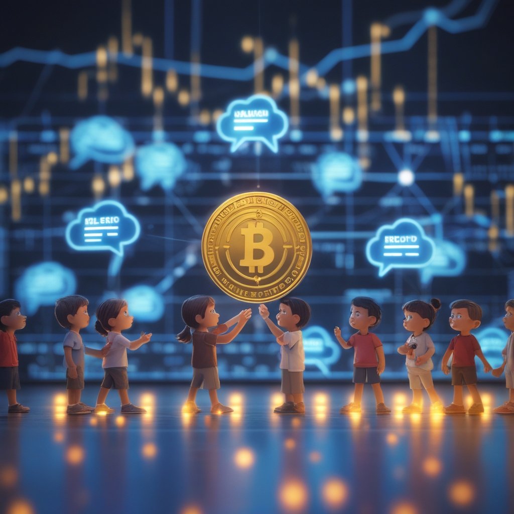 Kalshi prediction markets: A cartoon of children making guesses with speech bubbles, representing prediction markets