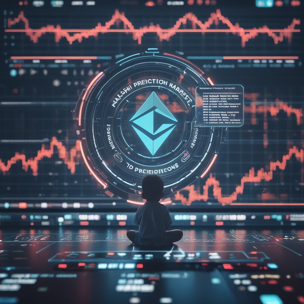 Kalshi prediction markets: A child watching TV with a speech bubble showing different predictions