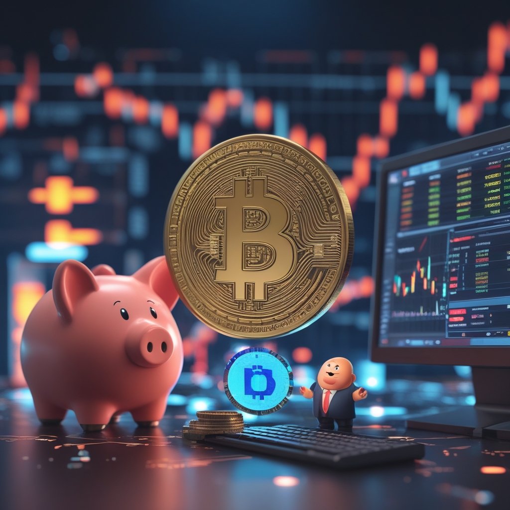 KlarnaUSD stablecoin: A friendly cartoon character explaining money with a piggy bank and a computer