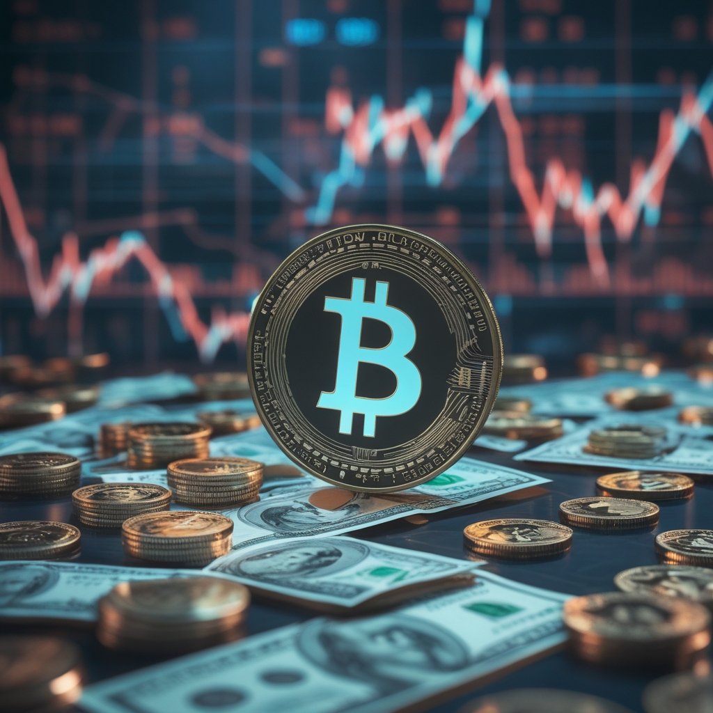 MSCI index removal: A big river of coins and dollar bills flowing away from a stock chart