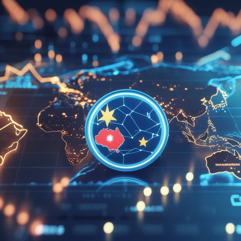Malaysia stablecoin: A friendly cartoon map of the APAC region with little stars on different countries, showing Malaysia with a bigger star.