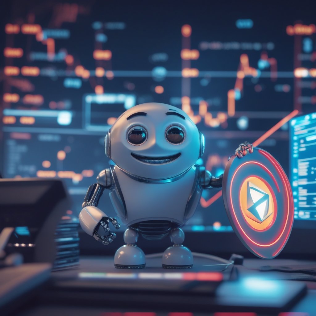 PEPE price prediction: A friendly robot with a mischievous smile trying to sneak into a computer, while a superhero shield labeled 'Blockaid' blocks it.