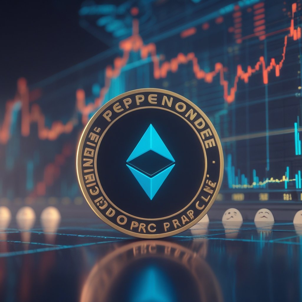 PEPENODE presale: A chart showing PEPENODE price going up with happy faces