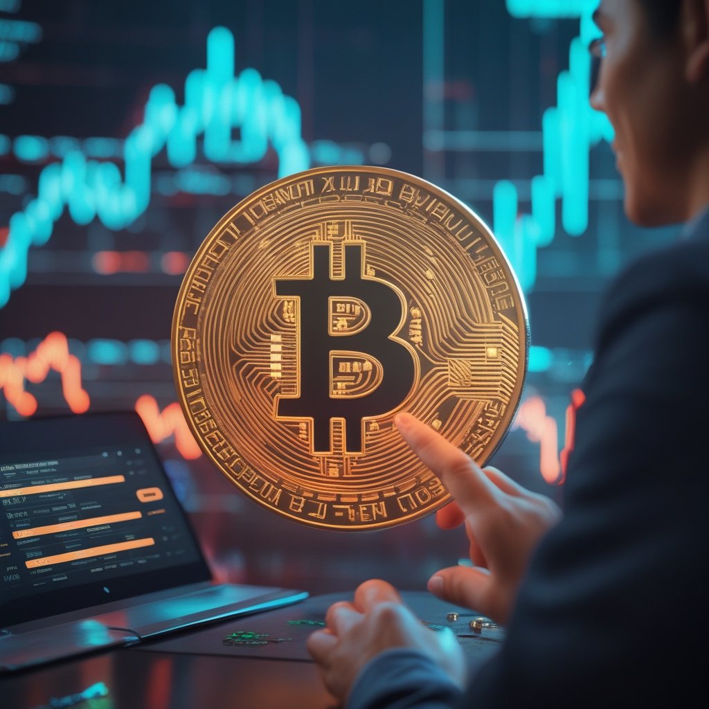 PNC Bank Bitcoin: A happy person clicking a button to buy digital coins on a phone