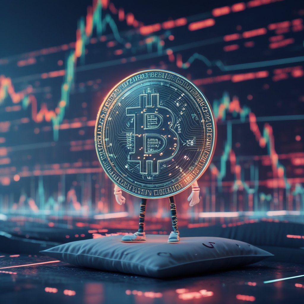 Polkadot price analysis: a friendly dot character standing on a pillow with a wall above, simple drawing