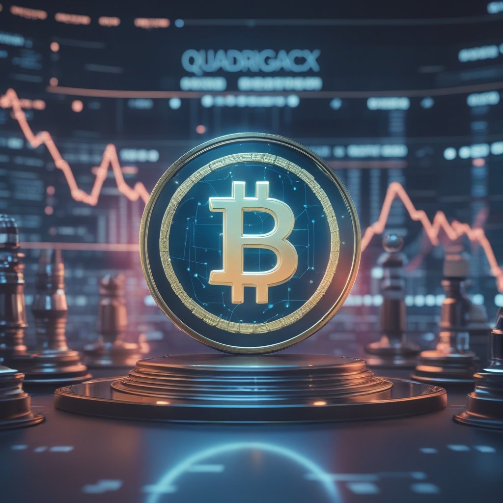 QuadrigaCX forfeiture: A friendly cartoon of a courtroom with a judge, lawyers, and a big gavel, for kids