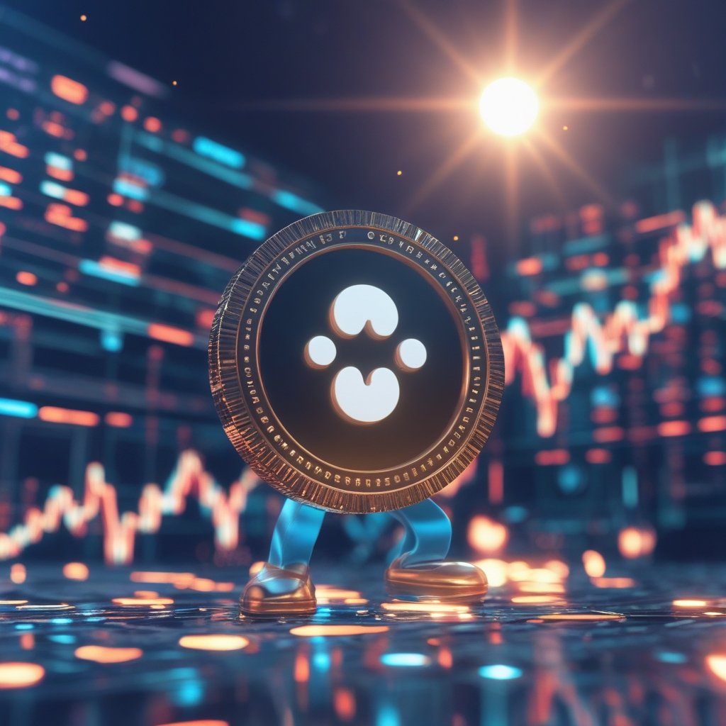 Ripple price struggles: A happy cartoon XRP coin smiling above a $2 sign, with a bright sun in the sky