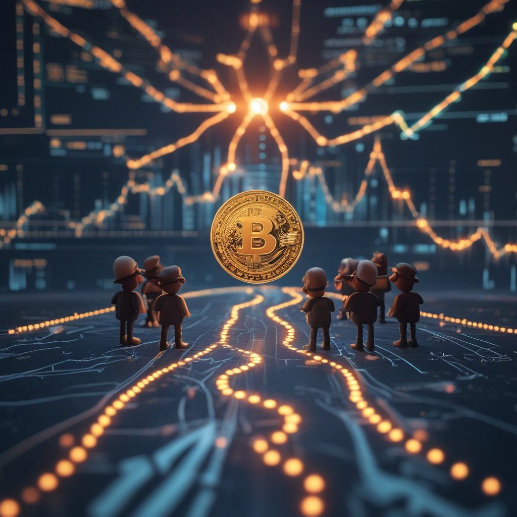 SEC tokenization timeline: A group of cartoon characters discussing a map with old bumpy roads and new smooth highways