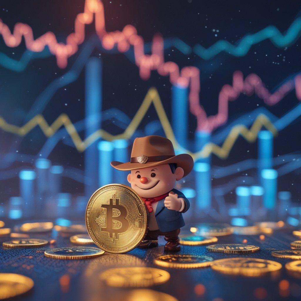 Small Texas lender: A friendly cartoon bank with a Texas hat, holding a digital coin