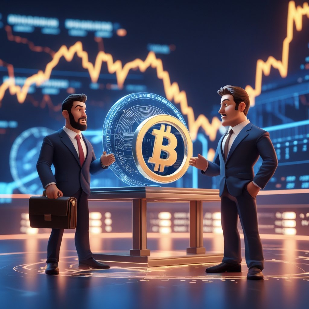 Strategy MSCI pushback: A cartoon character with a briefcase talking to another character with a computer, showing disagreement