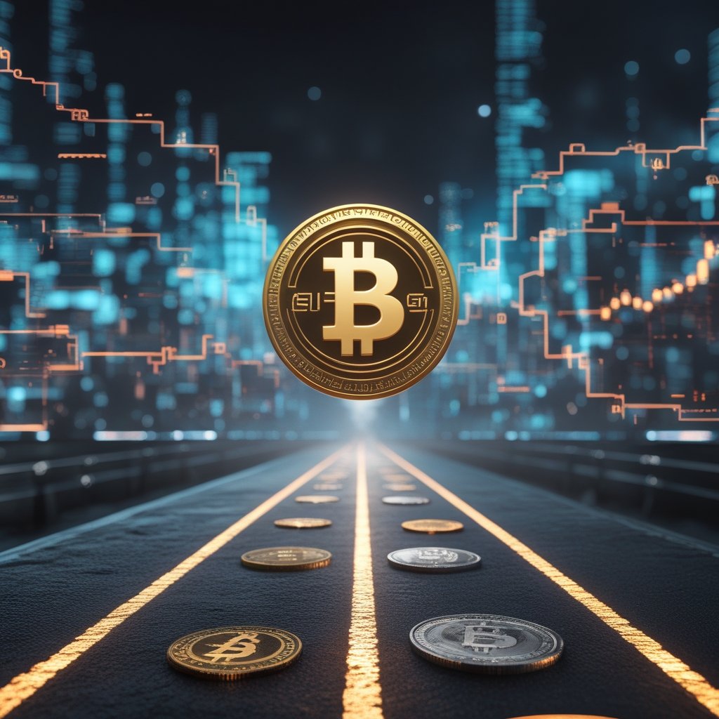 Strategy MSCI pushback: A fork in the road with one path showing old coins and the other showing digital money symbols