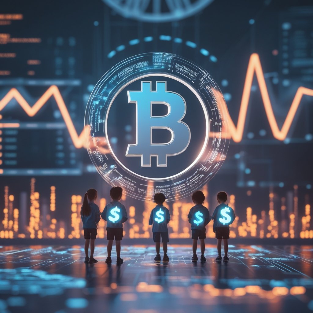 Taiwan stablecoin 2026: Kids around the world holding digital money symbols