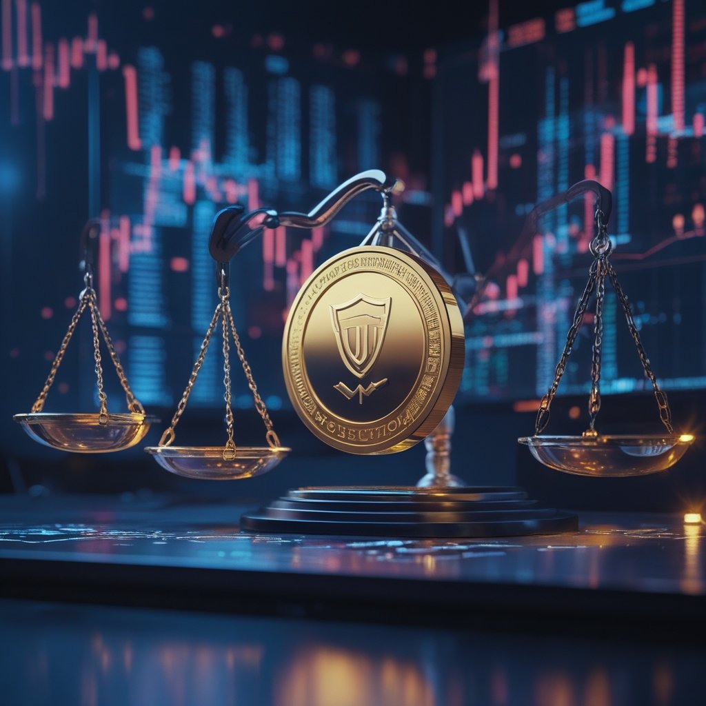 Terraform US prosecution: Graph showing crypto market volatility with Terra Luna logo and courtroom scales