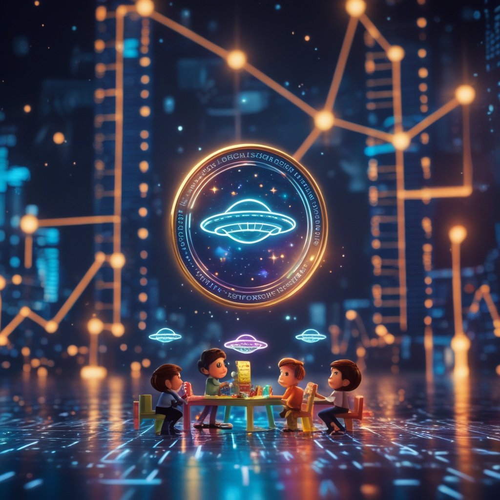 UFO declassification: A colorful cartoon showing kids playing a board game with UFOs and stars