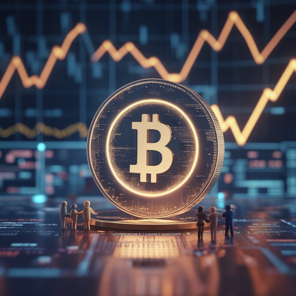 USDT regulatory status: A happy cartoon globe with tiny people holding hands around a glowing coin