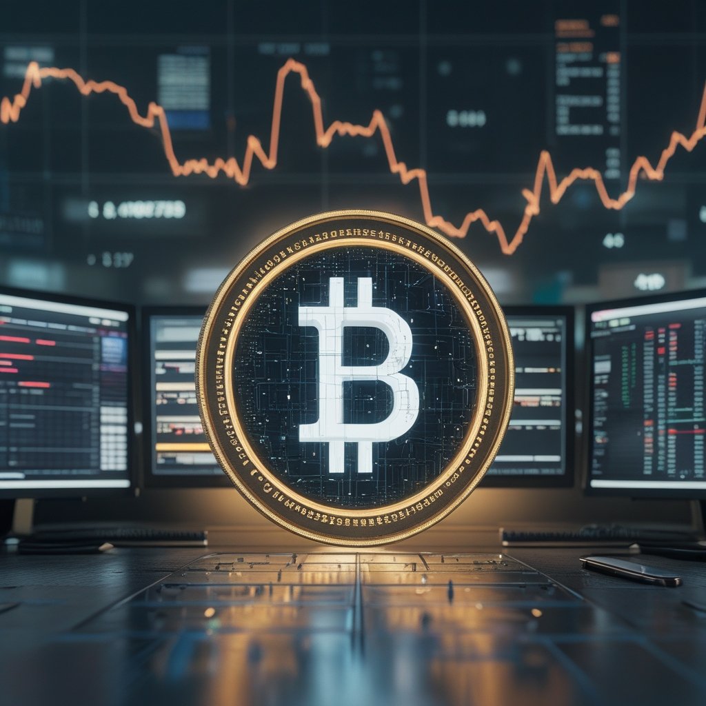 VTB crypto trading: A big friendly bank building with computer screens showing digital money