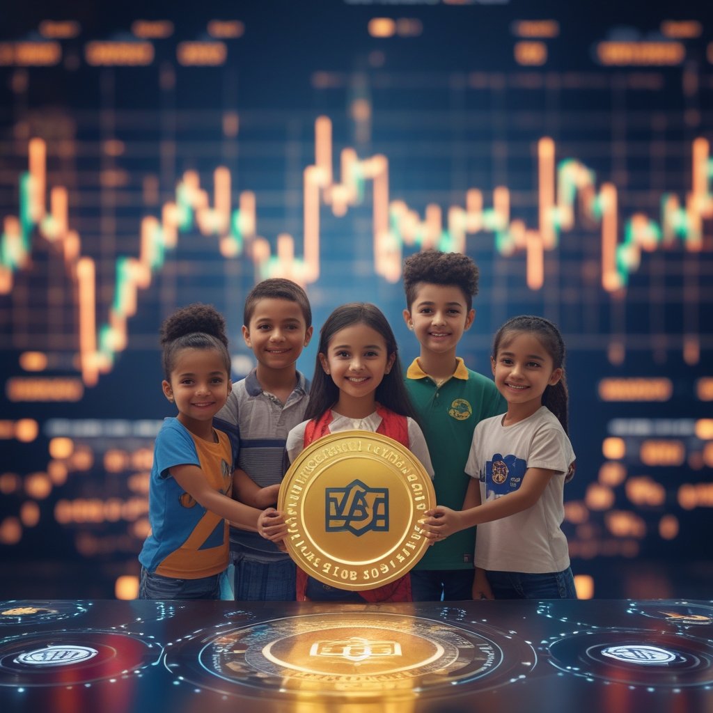 Western Union stablecoin: Children from different countries smiling and holding the stable card together