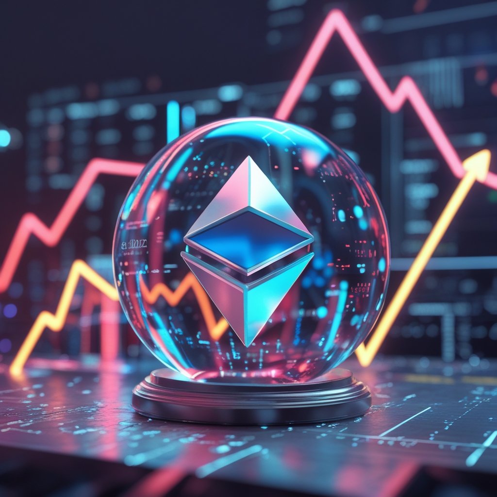 XRP ETF inflows: A friendly cartoon crystal ball showing a shining XRP coin and a rising arrow, simple and hopeful
