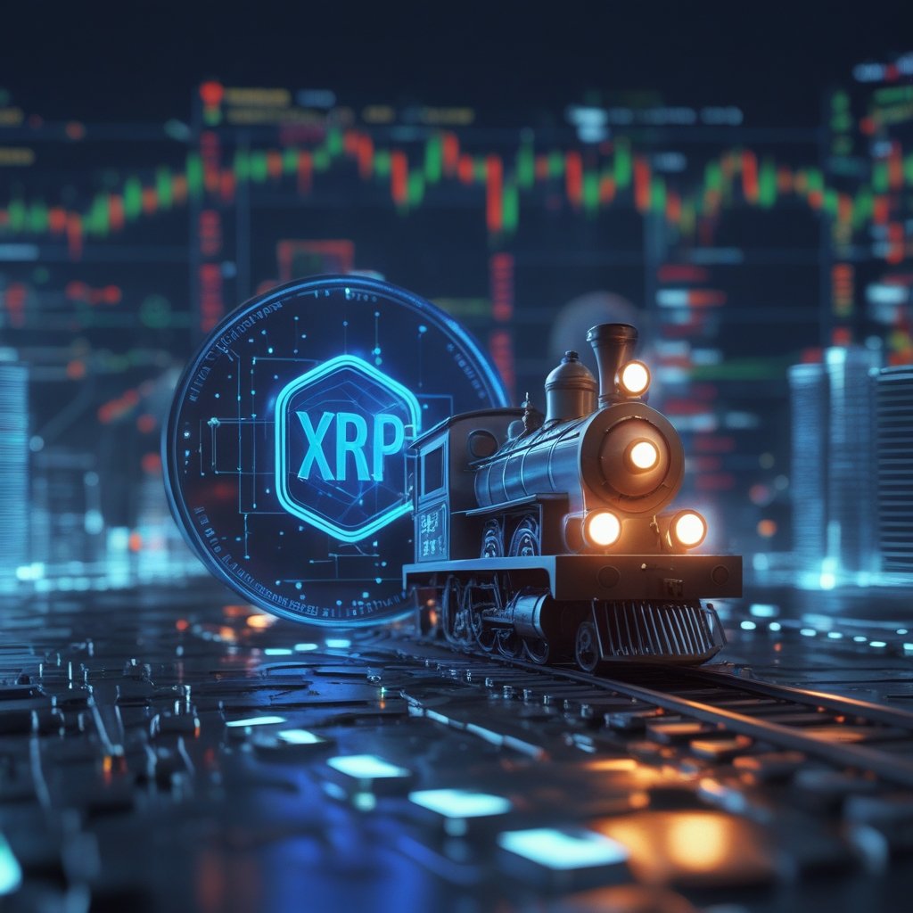 XRP Ledger velocity: A cartoon train moving on tracks to represent XRP velocity