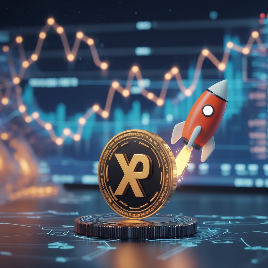 XRP crypto: A cartoon rocket labeled Solana blasting off toward a $1,200 star in the sky