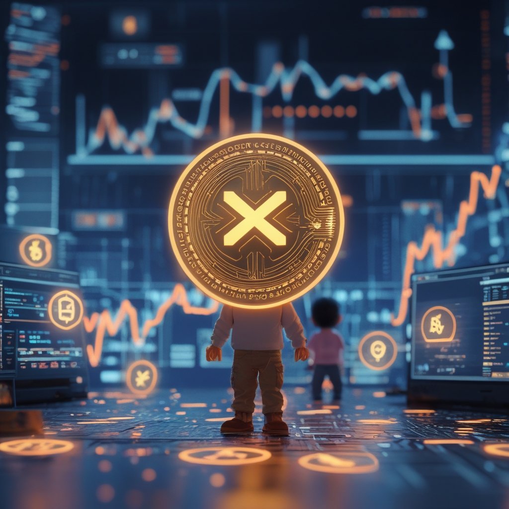 XRP crypto: A friendly cartoon guide showing a child how crypto works with simple icons