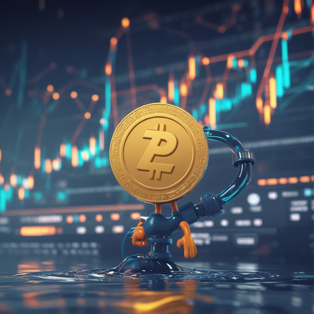 The XRP plumbing narrative: A friendly cartoon XRP character turning into a pipe to help water flow