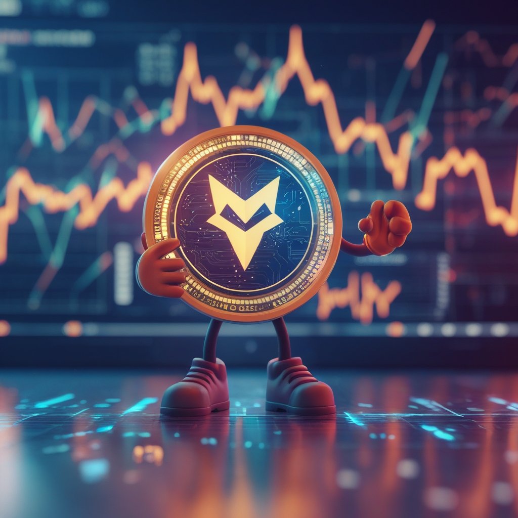 XRP price prediction: A friendly cartoon character holding a shiny XRP coin with a big smile, simple and colorful