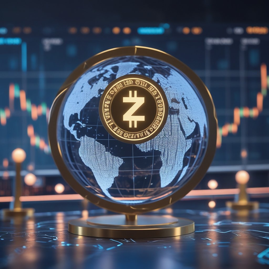 Zcash privacy coin: A friendly cartoon globe with a happy face, showing the world coming together to talk about digital money.