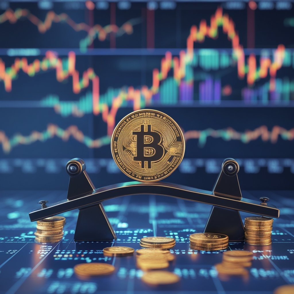 bitcoin japan rates: A simple cartoon of a seesaw with a yen coin on one side and a Bitcoin on the other, showing the balance shifting