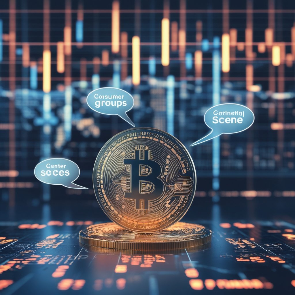 consumer groups crypto: A simple cartoon of people talking to a big building shaped like a government office, with speech bubbles showing ideas