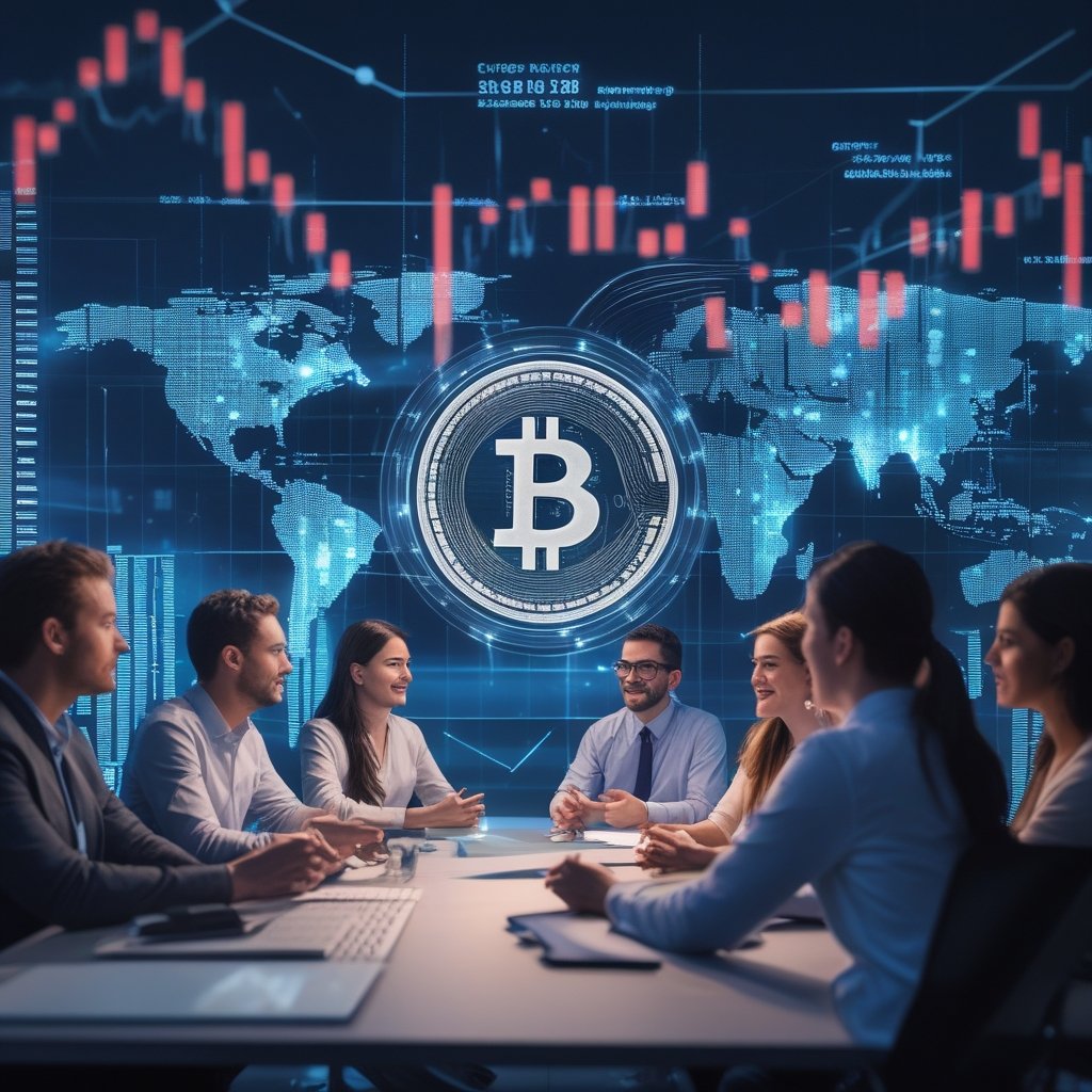 crypto industry feedback: A diverse group of people talking and sharing ideas around a table