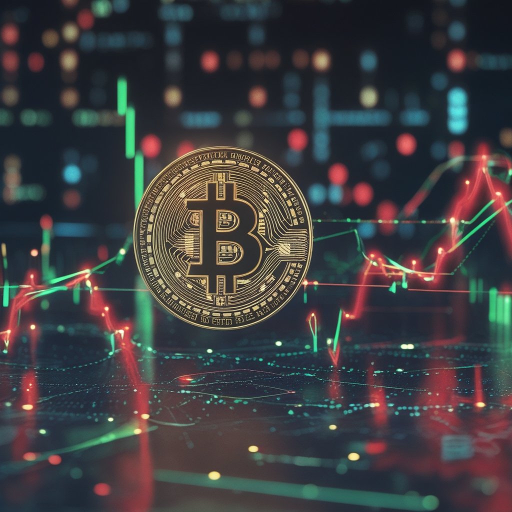 crypto market analysis: A simple chart with green and red lines going up and down, like a heartbeat