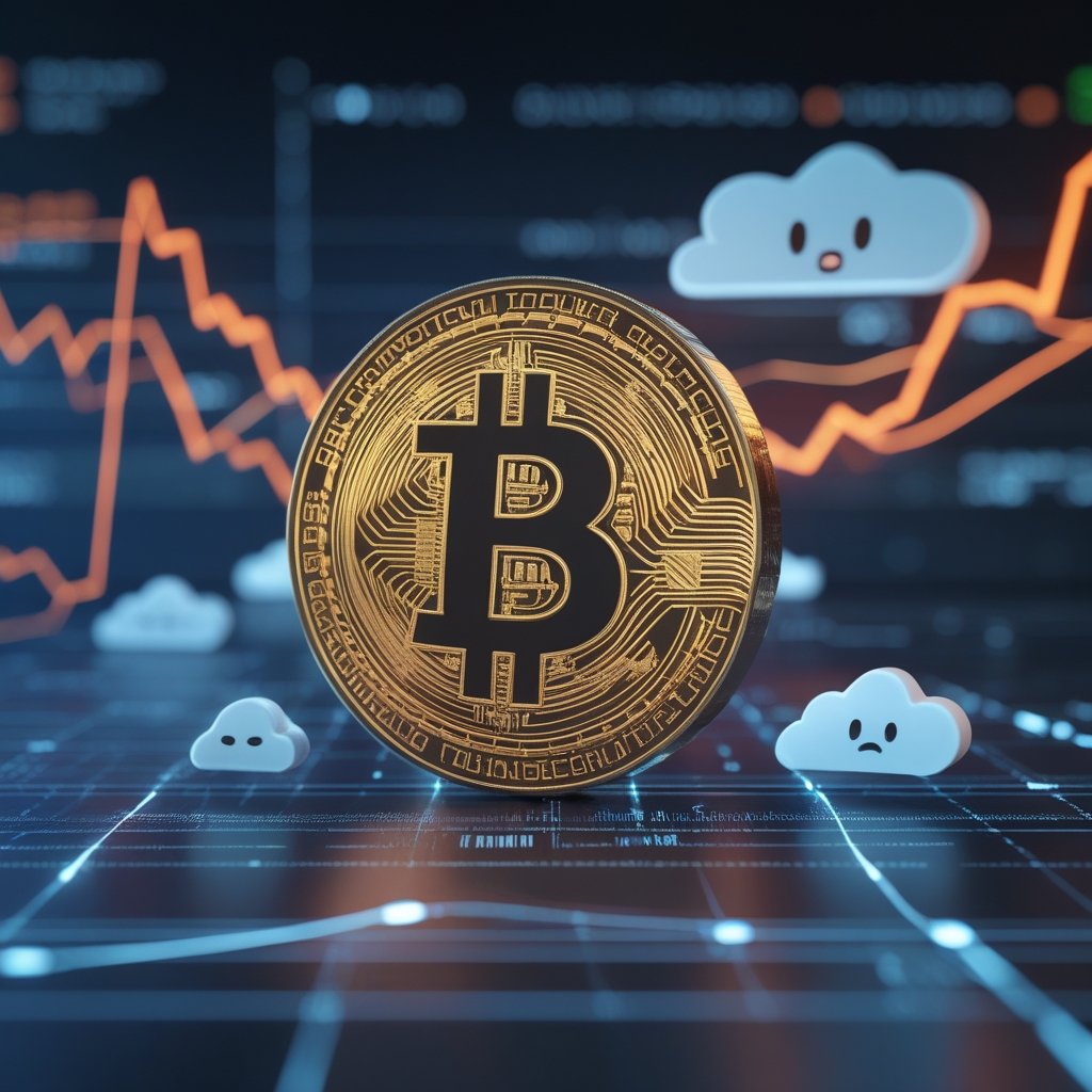 crypto on-chain activity: A simple chart showing a line going up and down, with a happy sun and a sad cloud to show price changes.