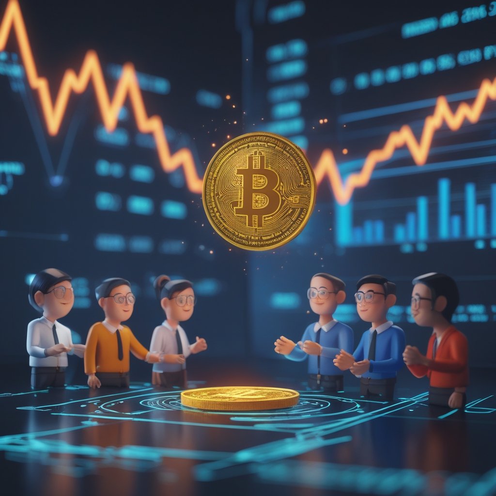 prediction markets: A simple cartoon showing two groups of people: one group with happy faces playing a guessing game, and another group with serious faces looking at charts and graphs.