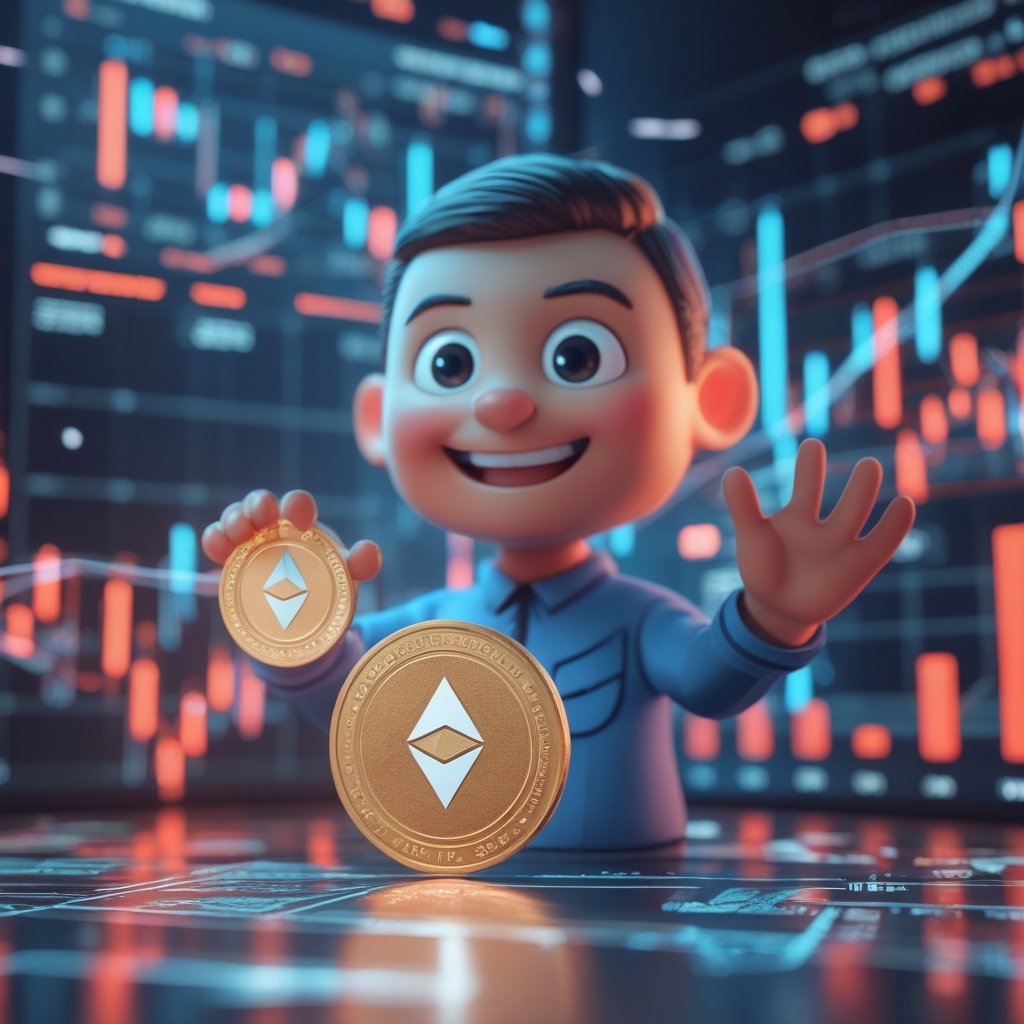 real-world asset tokenization: A friendly cartoon character holding a glowing coin labeled ONDO, with a smiling playground monitor (SEC) waving in the background