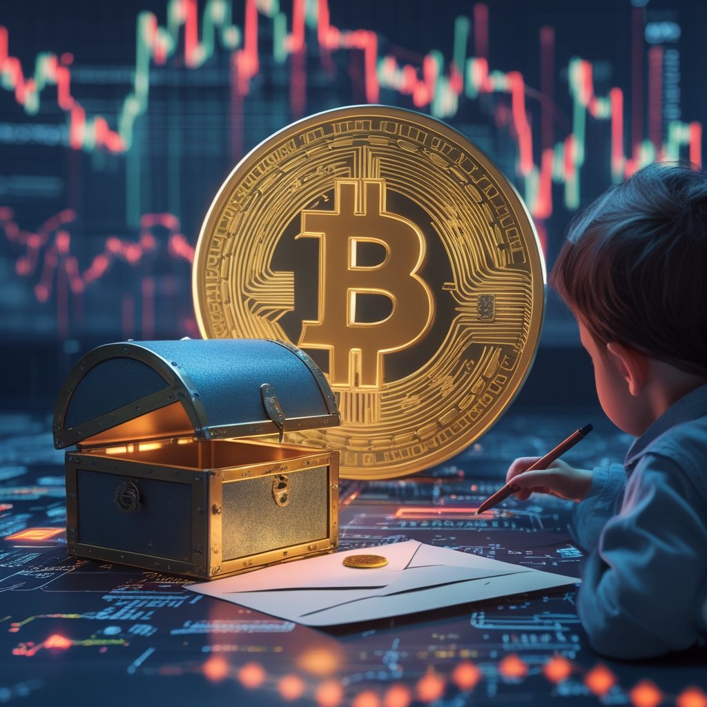 secure messaging: A child drawing a locked treasure chest and a sealed envelope on paper