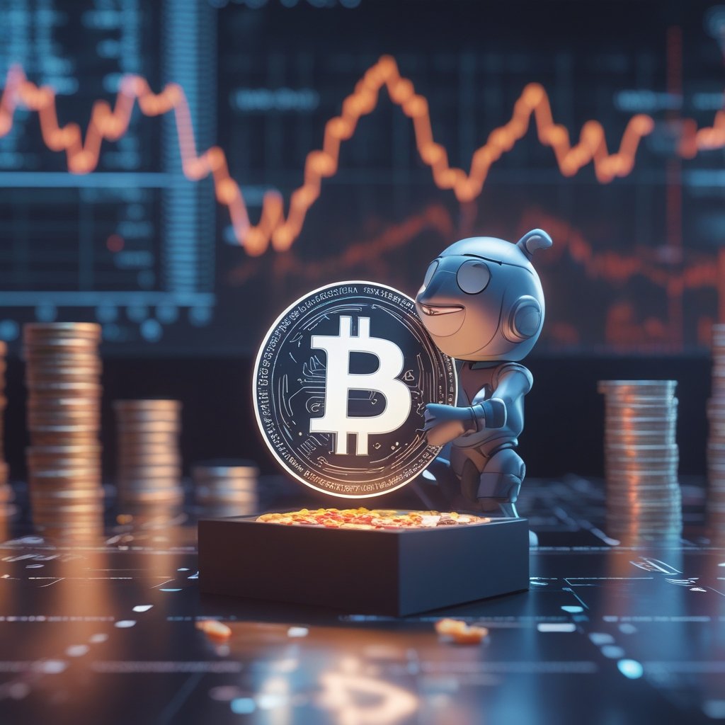 stablecoin settlements: A friendly cartoon of Galaxy Digital putting pizza slices into a glowing digital box