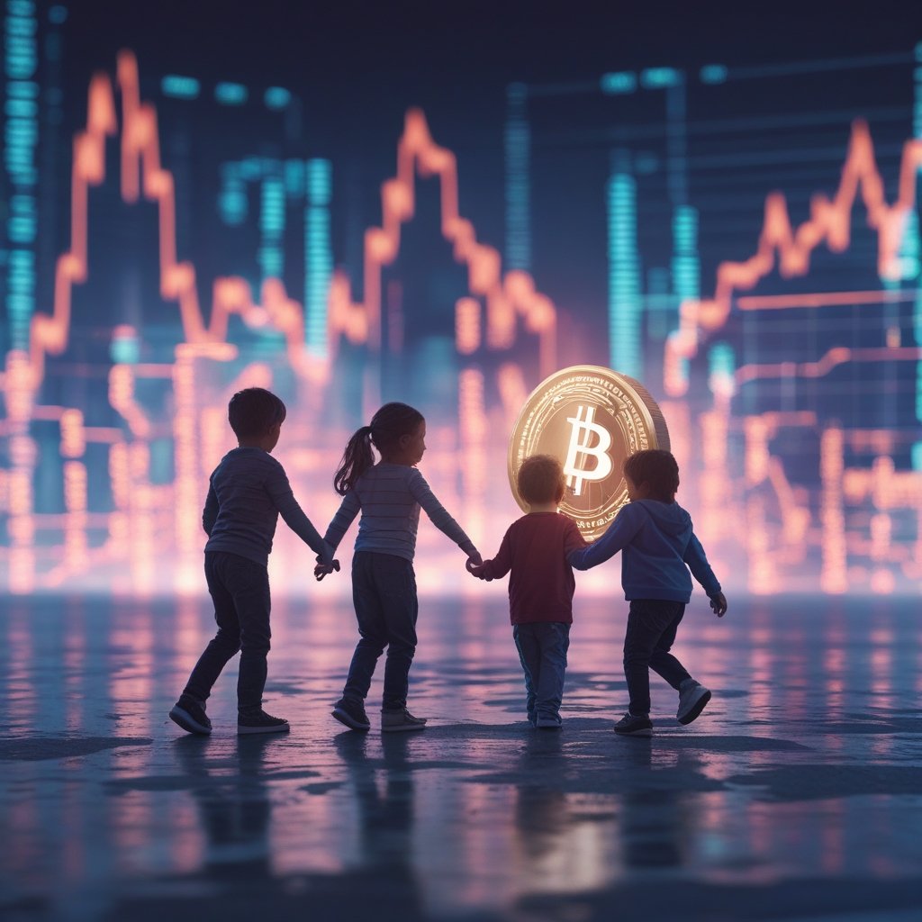 stablecoins: Children playing together on a playground